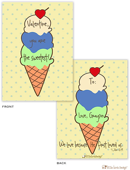 Valentine's Day Exchange Cards by Little Lamb Designs (Ice Cream Cone) Valentine's Day Exchange Cards by Little Lamb Designs (Ice Cream Cone)